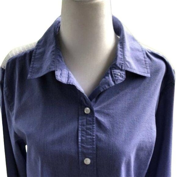 Marc New York Andrew Marc Blue Button-Down Shirt W/ Mesh Shoulder Detail Medium - Picture 2 of 8